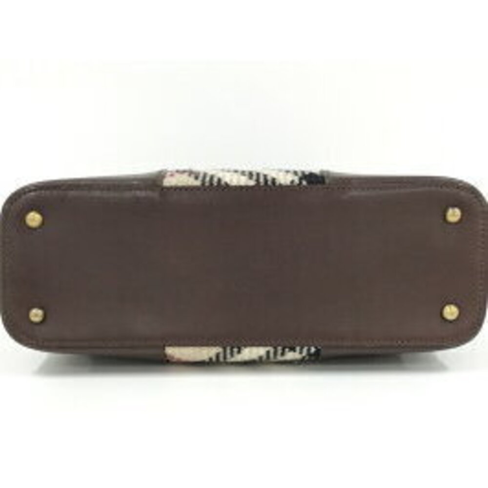BURBERRY handbag Nova check wool leather beige dark brown - Picture 7 of 9